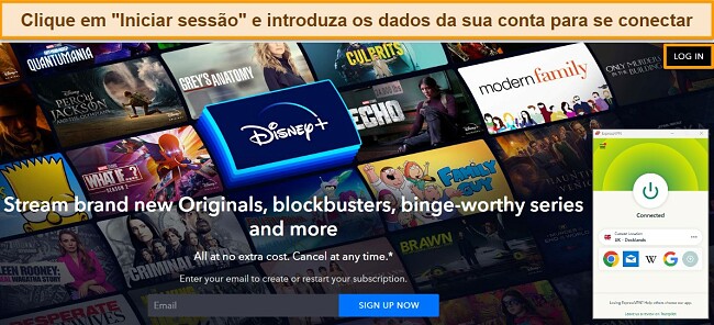 Guia para assistir Disney Plus com VPN: login no navegador usando ExpressVPN